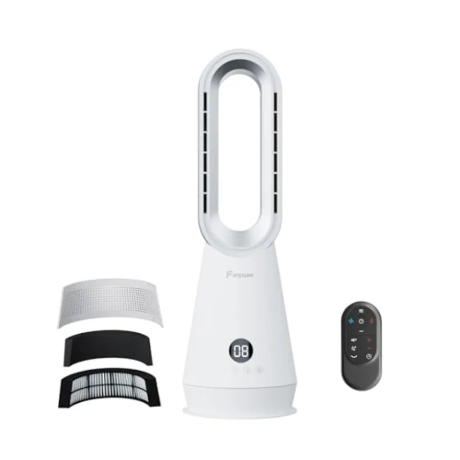 

Bedroom home office use, white ABS plastic, 3-in-1 heater fan combo with air purifier, 90 oscillating fast heating and cooling,