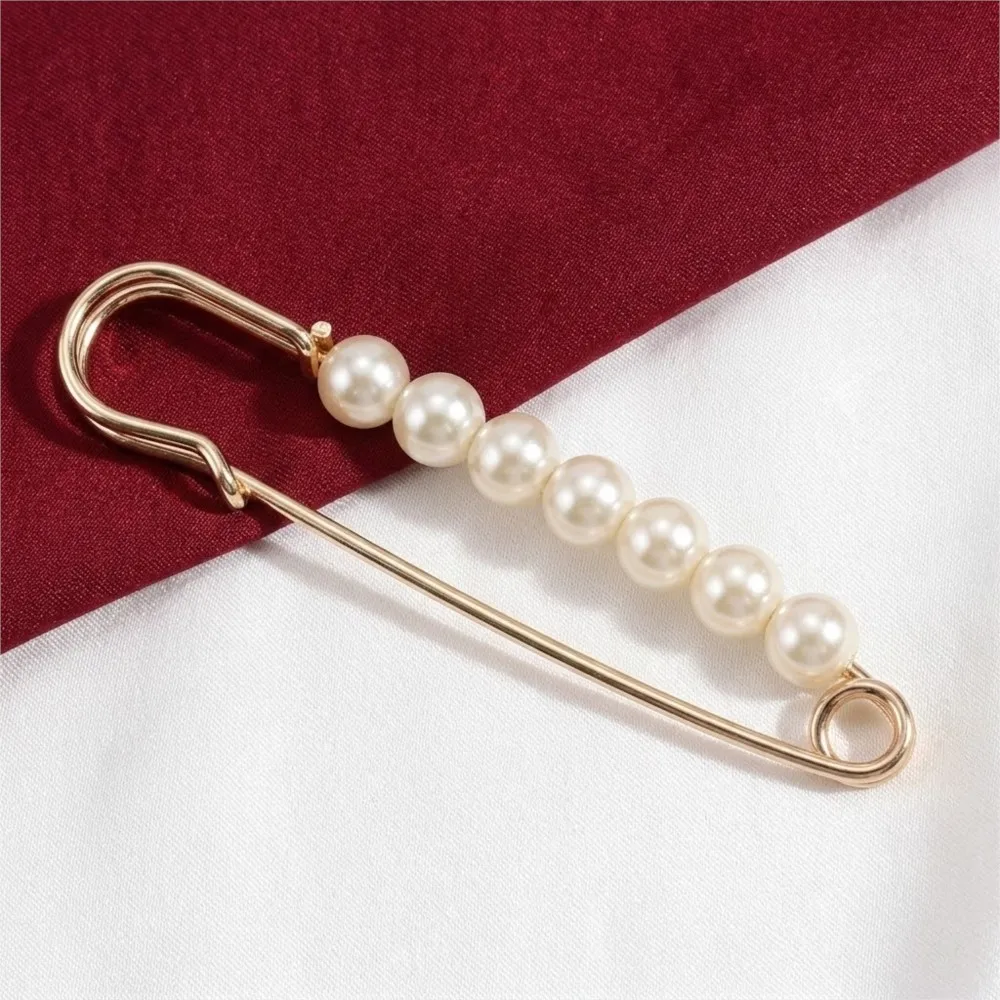 10pcs Large Faux Pearl Decorative Safety Brooch Pins for Women Clips for DIY Women Clothing Dress Pants Skirt Jewelry Making