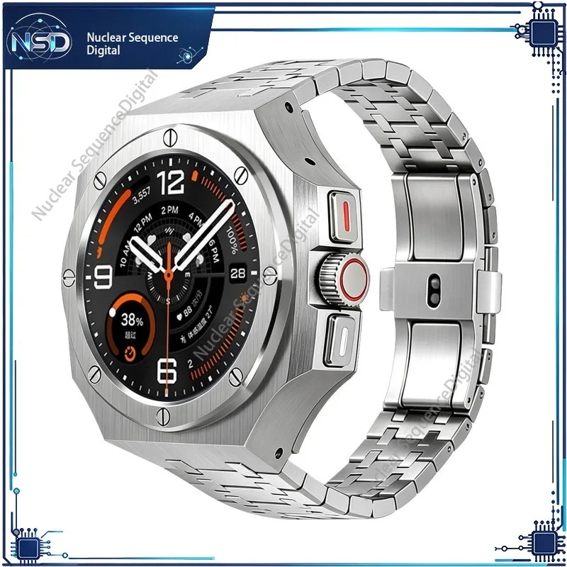 Kit de modificação de luxo para Samsung Galaxy Watch Ultra 2, pulseira de aço inoxidável para Ultra 2026, pulseira e capa para uso profissional, mascu