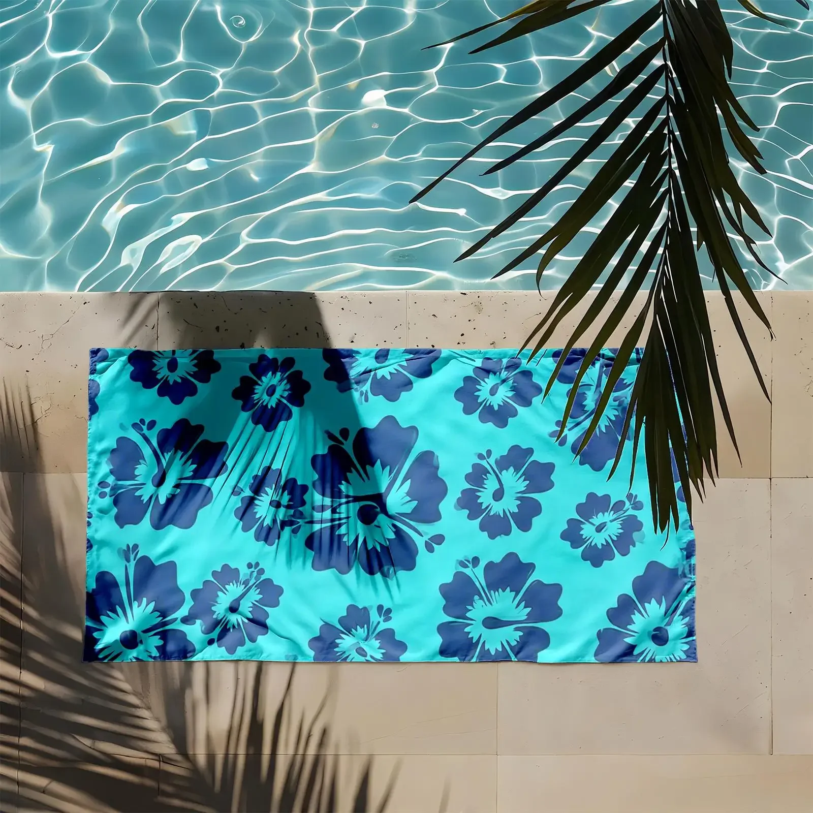 1pc Tropical Hibiscus Pattern Design 2D Printed Microfiber Beach Towel, quick dry super absorbent. Great for beach, pool