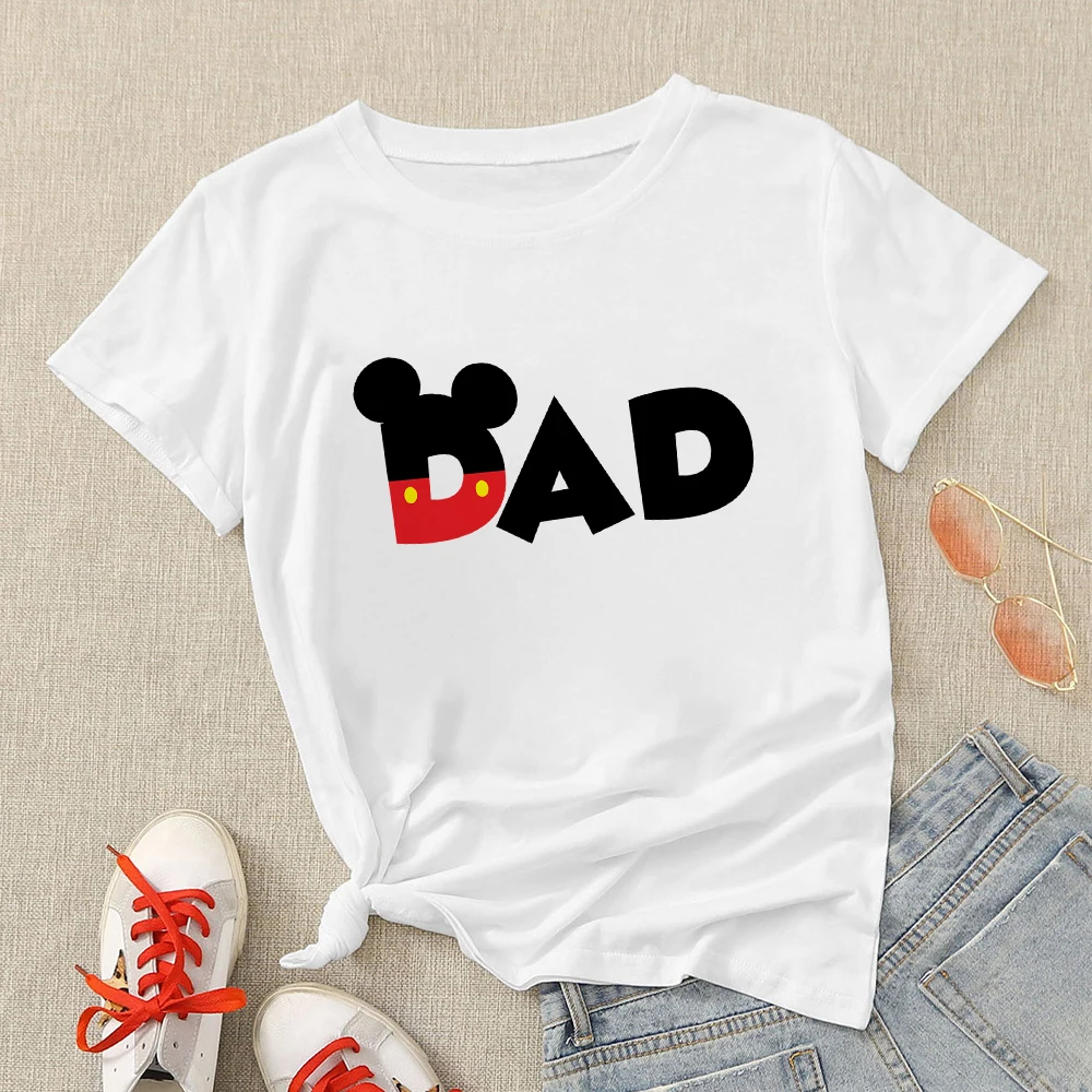 Disney karikatür erkekler aile Mickey Mouse Tops kadın T Shirt baba anne oğlu kızı giyim moda Bro Sis yaz aile t-shirt