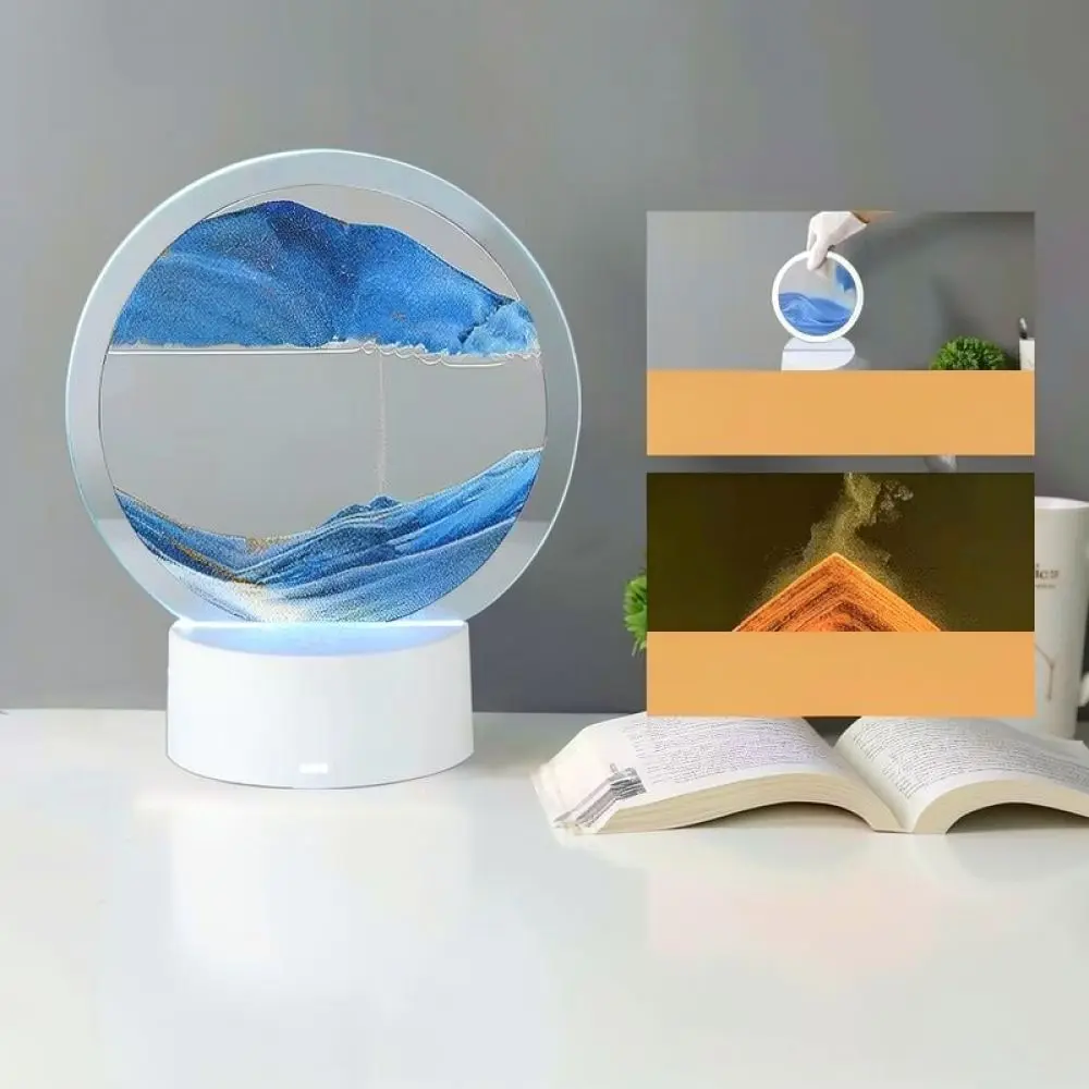 3D Moving Sand Art Lamp Decorative Table Light Creative Quicksand Painting Night Light Modern Home Office Ornament