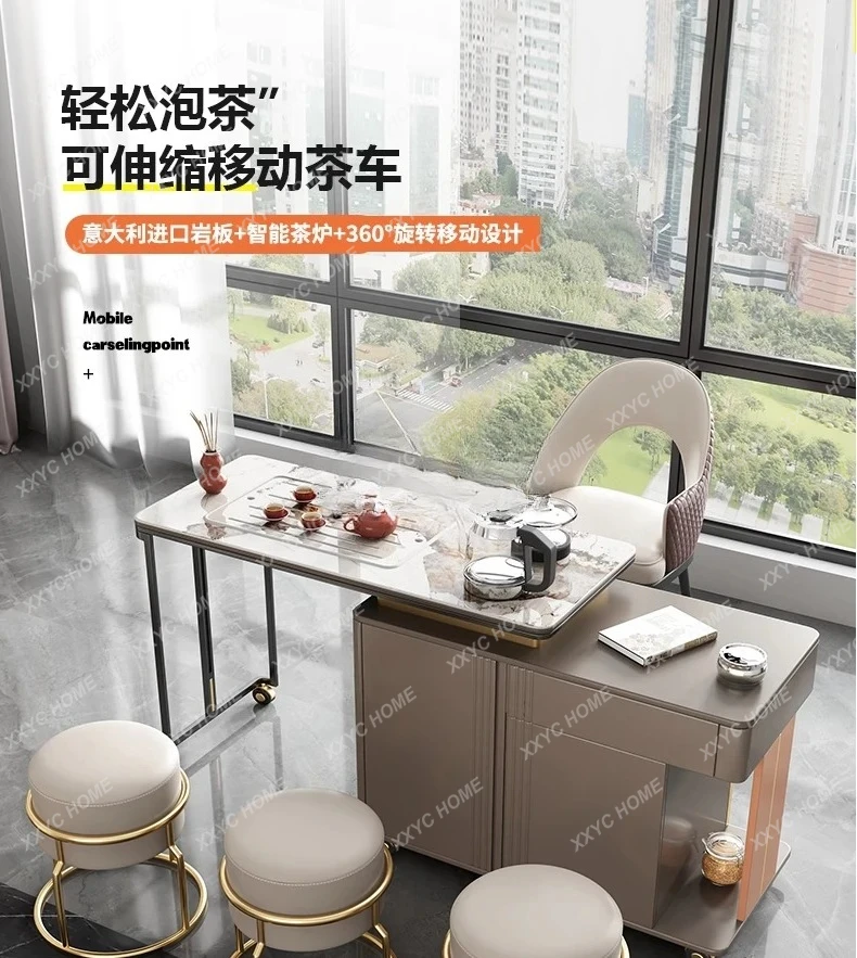 JJMobile Tea Cabinet Household Rotating Integrated Light Luxury Modern Simple Kung Fu Small