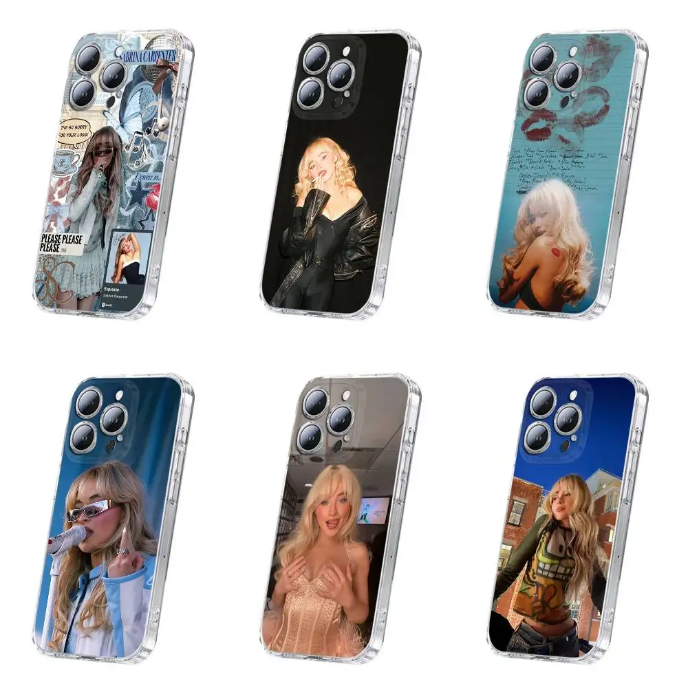 

Singer S-Sabrina C-Carpenter Phone Case For iPhone 17,16,15,14,13,12,11 Plus,Pro,Max,Plus,E,SE4,Mini Transparent Cover