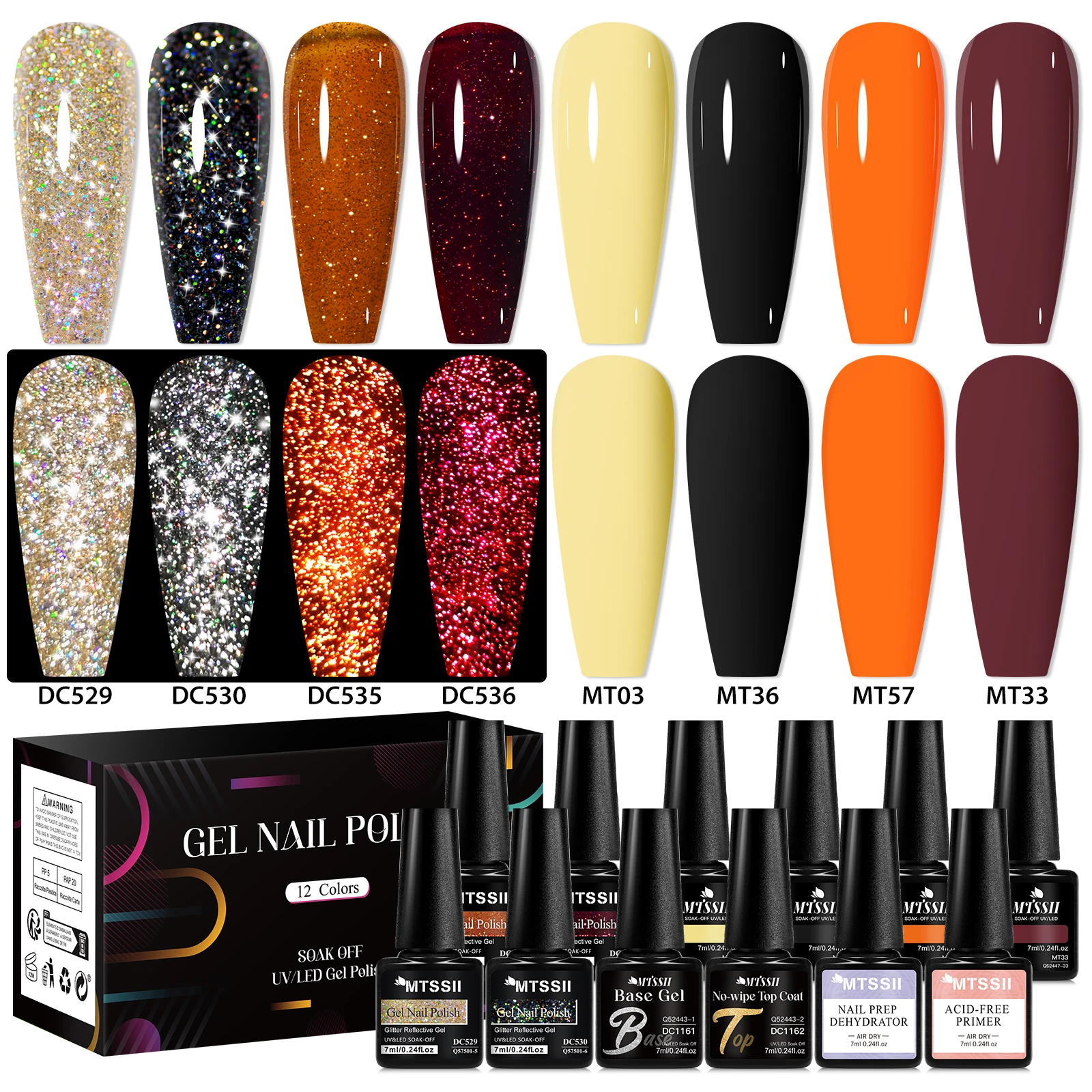 12 pçs/set doce reflexivo glitter gel unha polonês conjunto primavera verão série semi permanente uv arte do prego manicure verniz kit