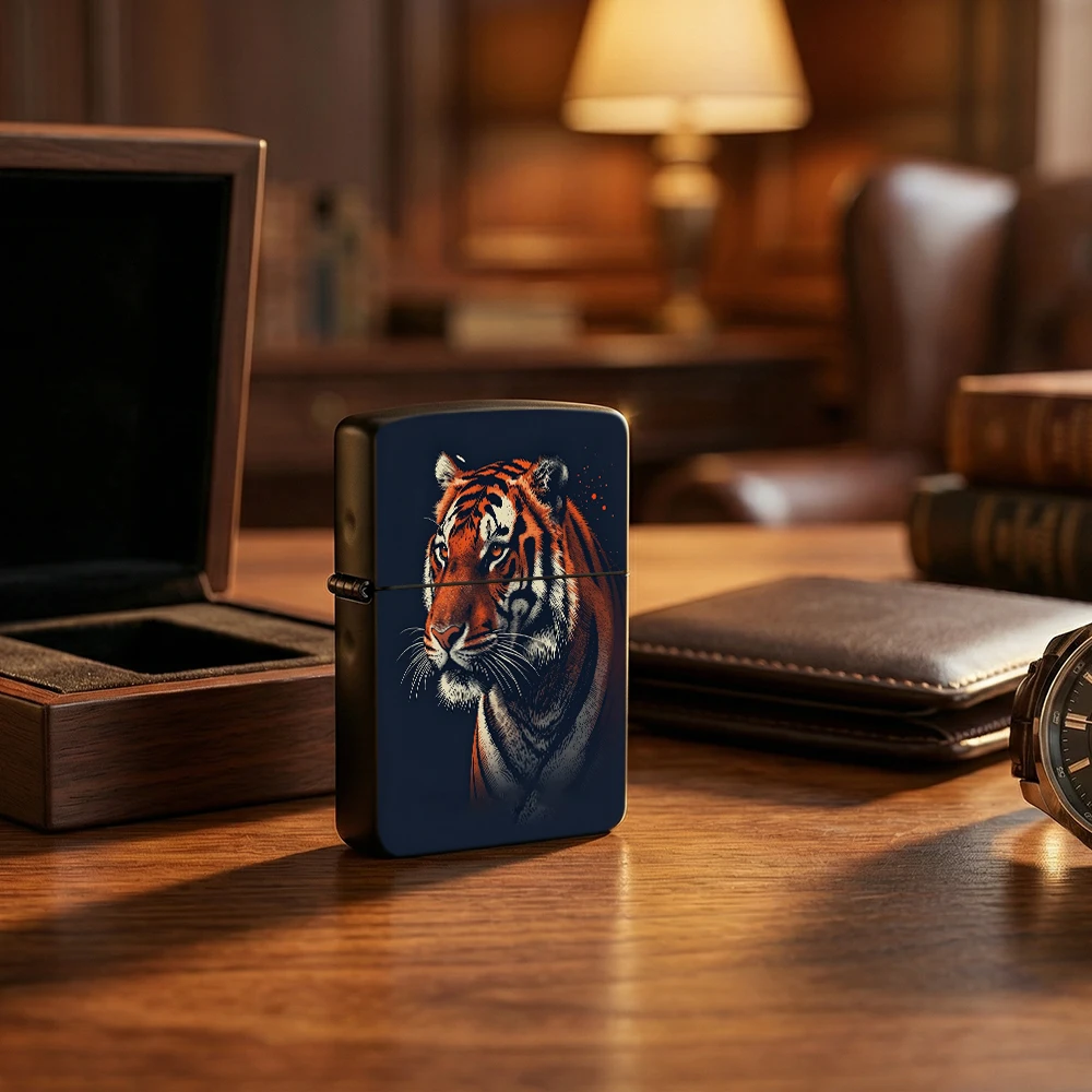 Vintage Collectible Lighters - Flip Top Lighter Tiger Head Vintage