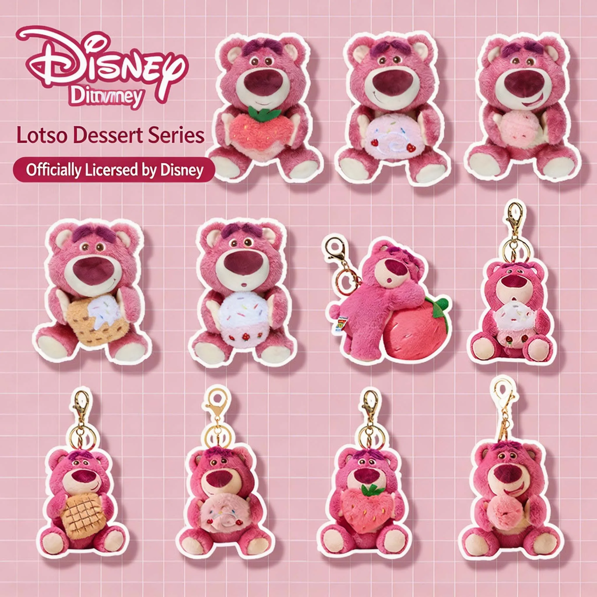 

Disney Toy Story Lotso Strawberry Bear Plush Keychain Cute Keychain Cartoon Backpack Pendant for Girls Kids Birthday Gift