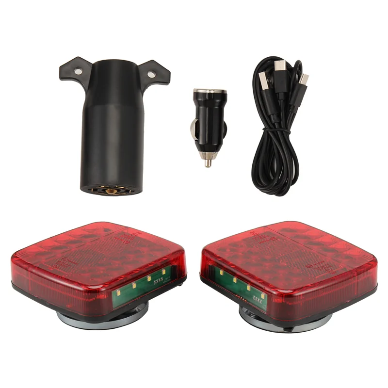 Wireless LED Trailer Rear Light, Signal Brake Warning Light, 2Pcs Magnetic For Caravan Campers Lorry Truck