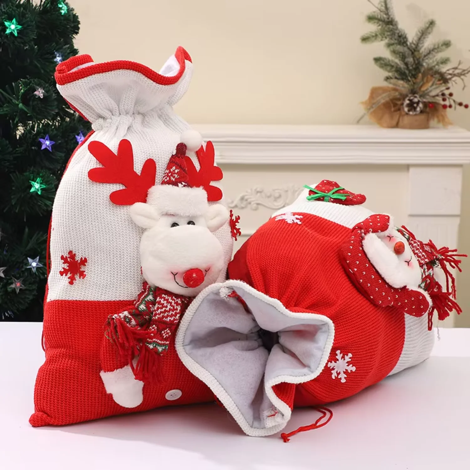 Custom Drawstring Candy Gift Bags Santa Sack for Christmas Decorations Magnetic socks Gift box Kurt g sandals Paper bag