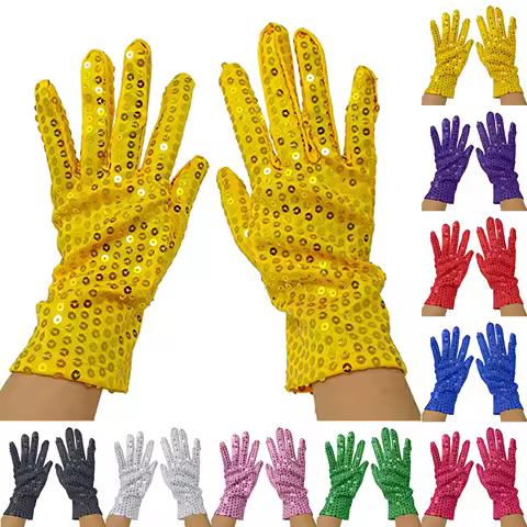 Short Sequined Gloves For Stage Women Party Gloves Short Gloves Evening Dress Up Hand Gloves Festival Handwear