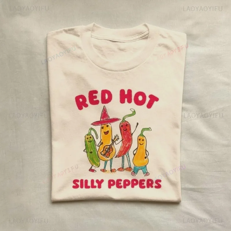 سخيفة الفلفل-للجنسين تي شيرت صديق حفلة تيز تي شيرت رجالي امرأة التي شيرت مضحك نمط تيز الياقة المستديرة ملابس علوية من القطن الخالص