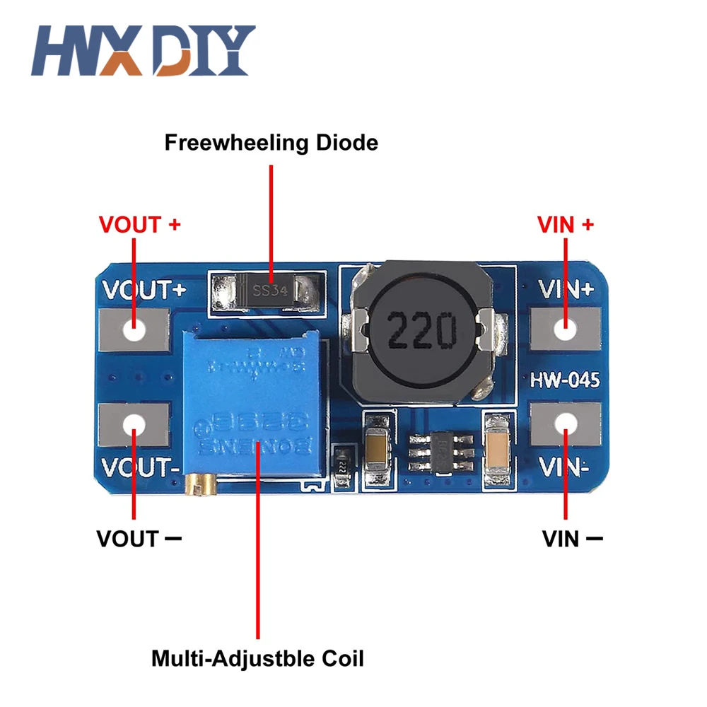 10pcs mt3608 DC-DC aufwärts wandler modul einstellbarer Booster Strom versorgungs modul Spannungs regler 2a max 2v-24v bis 5/9/12/28v