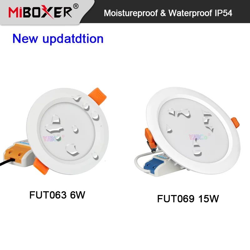 

Miboxer 6W 15W RGB+CCT LED Downlight Moistureproof&Waterproof IP54 AC100~240V Round Ceiling Panel lamp 2.4G Remote APP Control