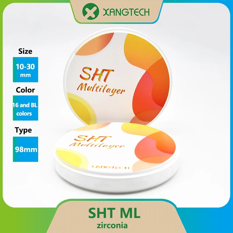 

XANGTECH 98mm SHT ML Zirconia Discs Multilayer Ceramic Blocks BL Colors for Cad Cam Milling Machine