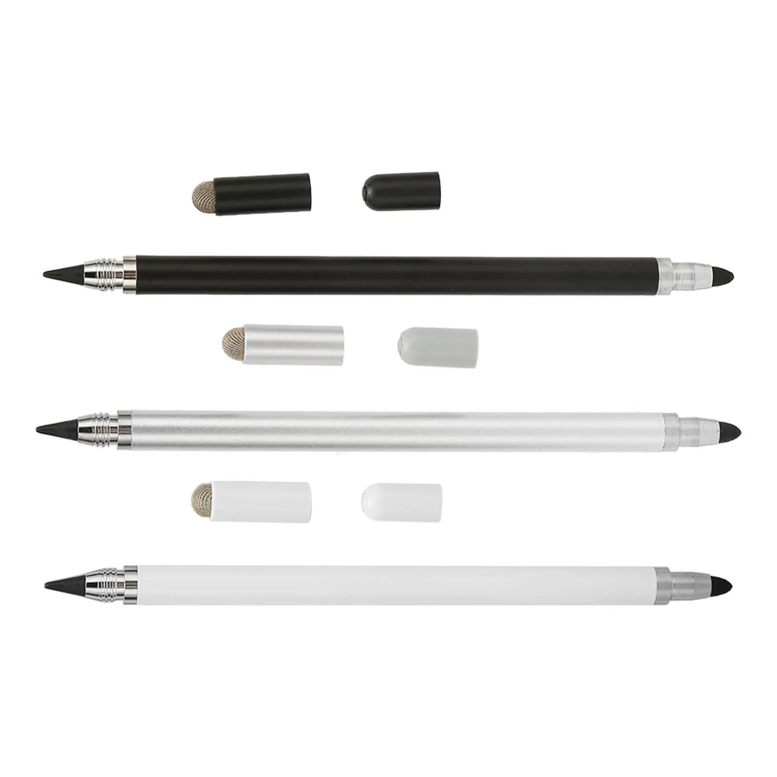 1Pc Stylus Pen Accurate Positioning 3 in 1 Multifunctional Capacitive Stylus Touch Pen with 2 Fiber Nibs for Tablet Mobile Phone