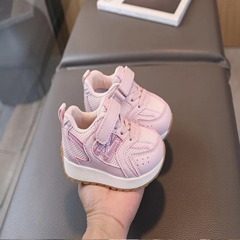 

Pink girls' shoes Spring Autumn new children's sports shoes Boys' breathable mesh Forrest running Soft soled baby shoes 21-30