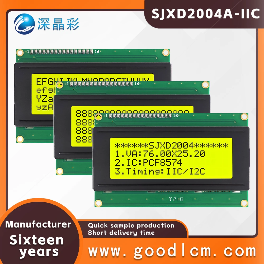 

Производитель ЖК-дисплея 20*4 символьного экрана Интерфейс IIC/I2C SJXD2004A-IIC STN Желтый положительный с подсветкой ЖК-модуль LCM