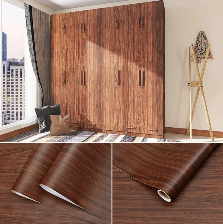 

Vinyl Waterproof Wood Grain Wallpapers Self-adhesive Stickers For Kitchen Ambry Furniture Wardrobe Table Wall Papers Home Decor