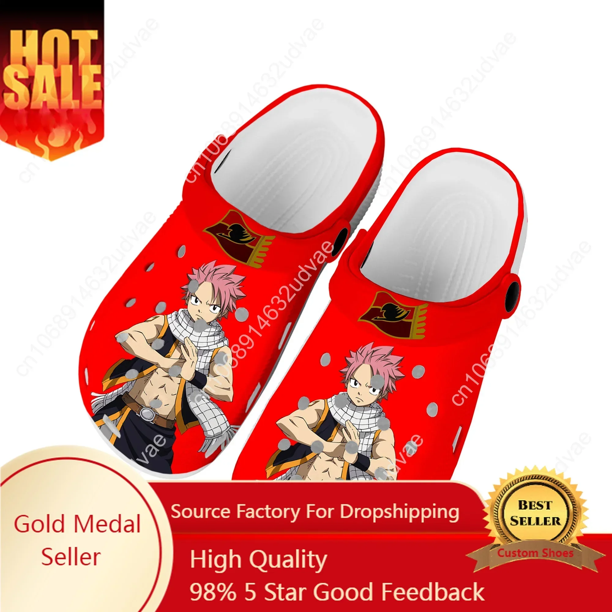 

Anime Fairy Tail Cartoon Natsu Dragneel Home Clogs Custom Water Shoes Mens Womens Teenager Shoe Garden Clog Beach Hole Slippers