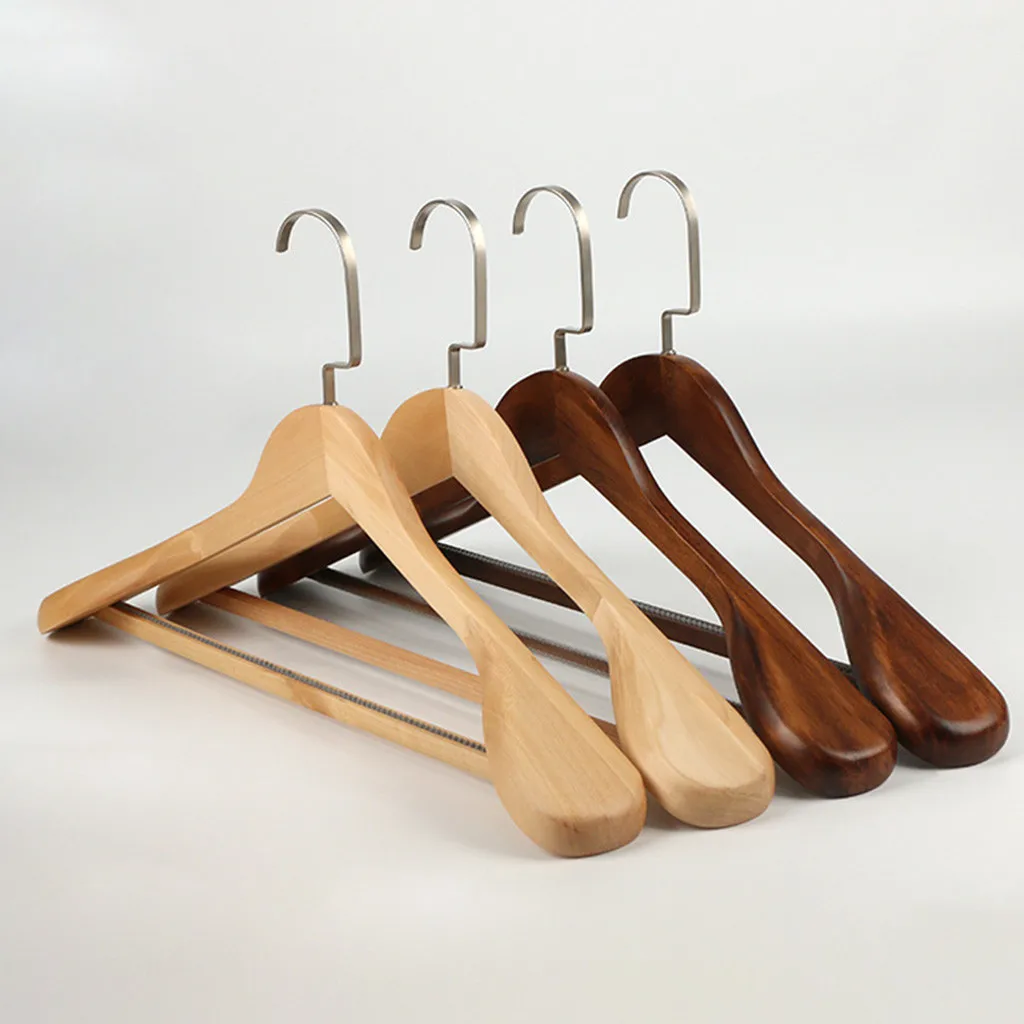 Coat Hanger No Deformation for Suit Wide Shoulder Solid Wood Anti Slip Anti Deformation high-end Household Clothes Shelf Wooden