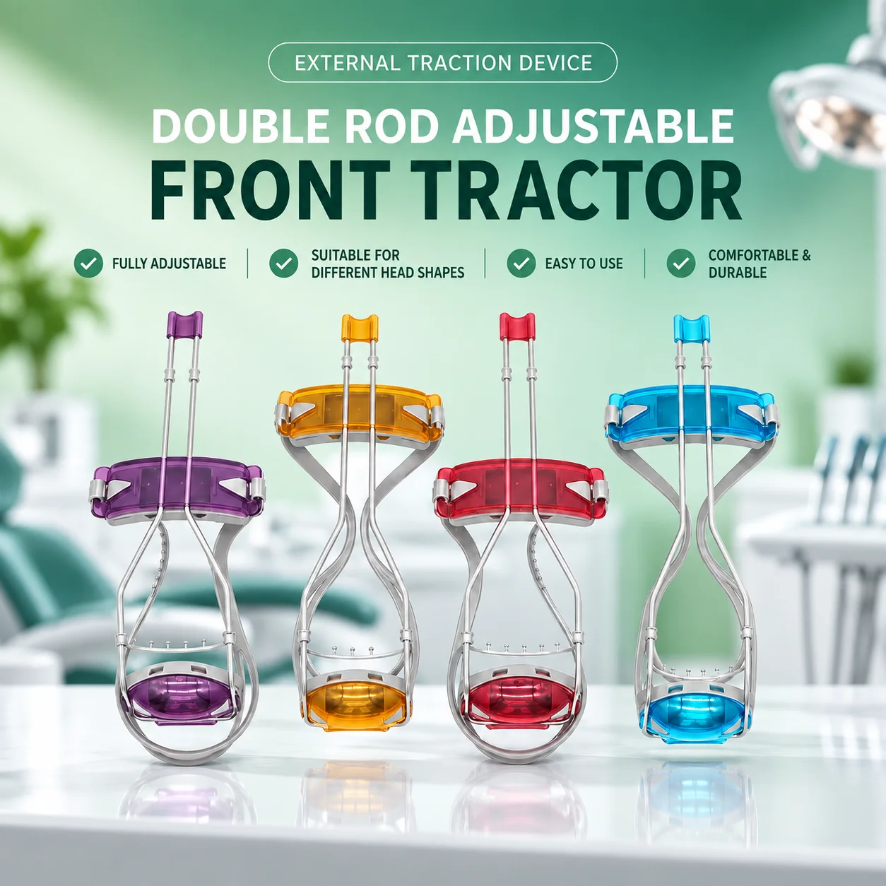Professional Adjustable Orthodontic Face Mask Headgear Single/Double Lever with Chin Cup Facebow for Dental Clinic Use