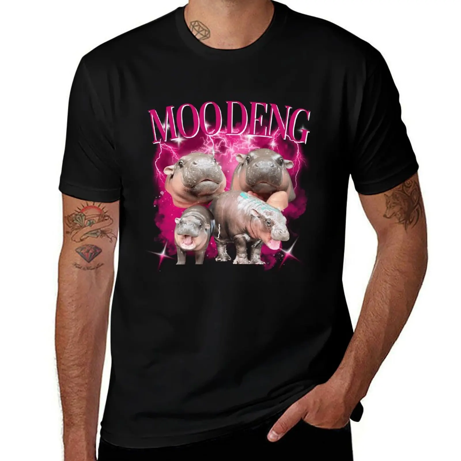 

Moo Deng Bouncy Pig in Thailand Baby Hippo Khao Kheow Open Zoo T-Shirt t shirts cotton 100% T-Shirt