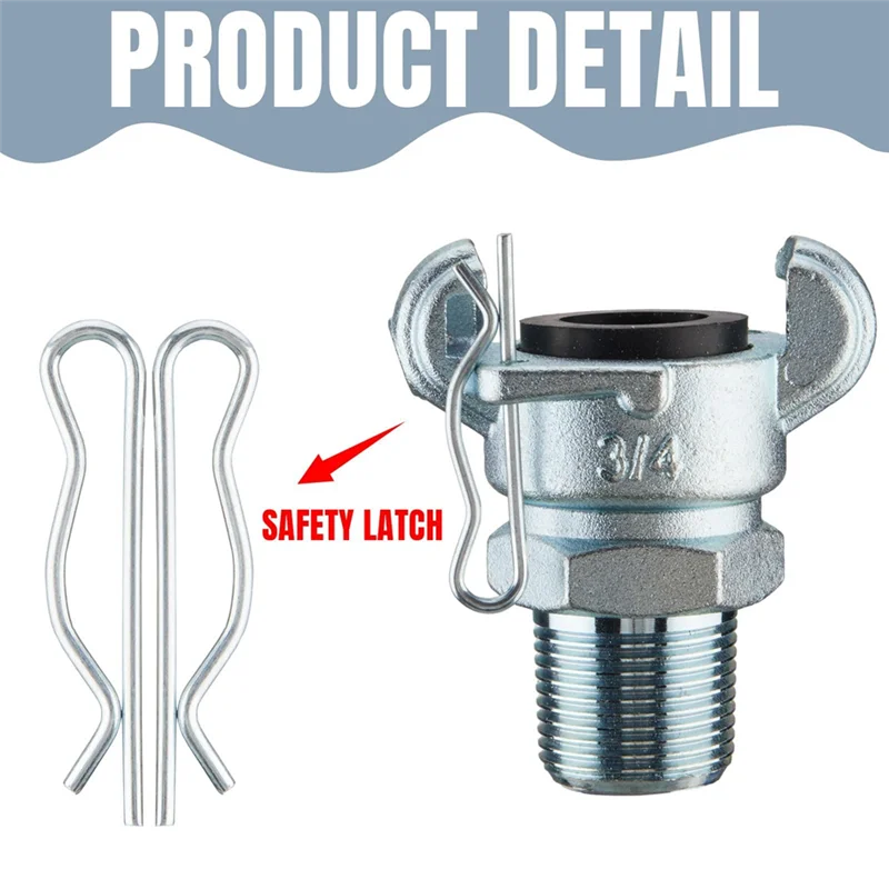 MAKE-4Sets de conector para manguera de aire NPT, acoplamiento Universal de 2 terminales, accesorio Chicago para extremo hembra y macho (extremo macho, 3/4 pulgadas), fácil instalación