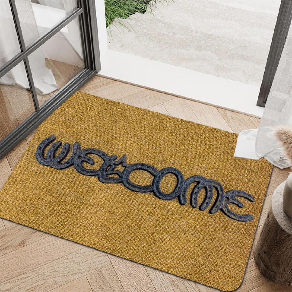 Welcome Unwelcome Spanish Text Bat Pattern Print Doormat entryway front hall indoor hallway home Casual Household Mat Halloween