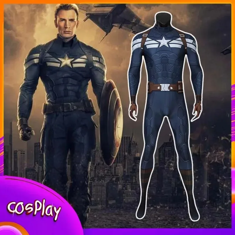 

Captain America 2 Cosplay Costume Cos Steve Rogers Jumpsuit Halloween Party Carnival Comic-Con Props Perform Bodysuit Gift
