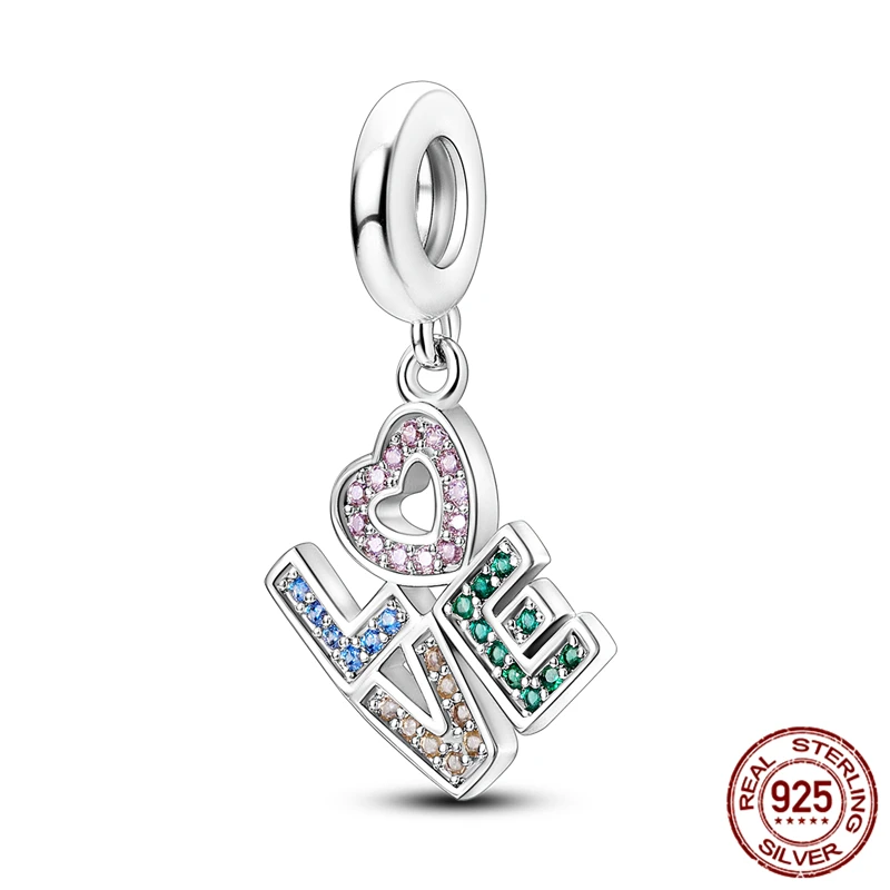 

S925 sterling silver heart pendant bead paired with an original bracelet for a beautiful DIY women's jewelry gift.