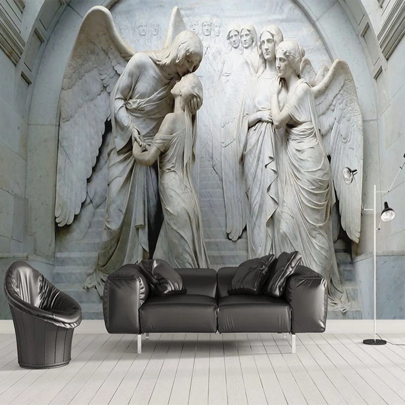 Custom Wallpaper 3D Relief Angel Sculpture Mural Bedroom European Living room sofa TV background wall bedroom restaurant Hotel