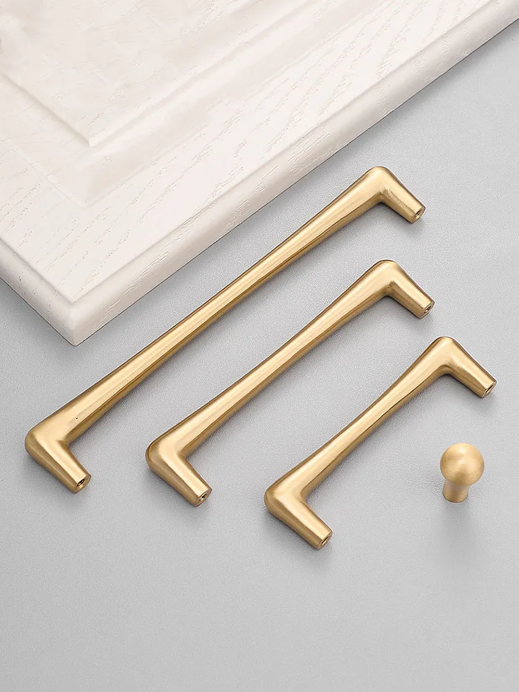 Solid Brass Cabinet Handles Furniture Bars Integrated Drawer Knobs Wardrobe Handle Brass Door Pulls