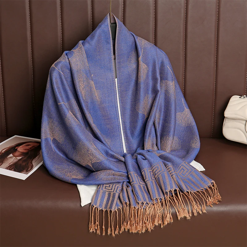 Ethnic Style Tassel Blanket Thick Pashmina New Winter Warm Shawl Wrap Cashmere Jacquard Scarf Women Neckerchief Poncho Stoles