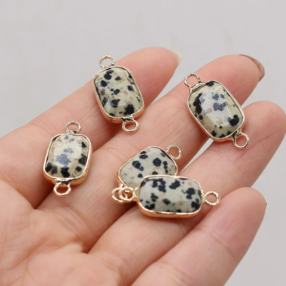 2 buah liontin konektor lubang ganda Quartzs bening Labradorite batu alam Swakarya untuk membuat perhiasan Aksesori 11x24mm