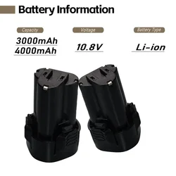 10.8V 3000mAh/4000mAh Li-ion Battery For Makita BL1013 BL1014 BL 1013 BL 1014 LCT203W 194550-6 194551-4 195332-9 DF030D