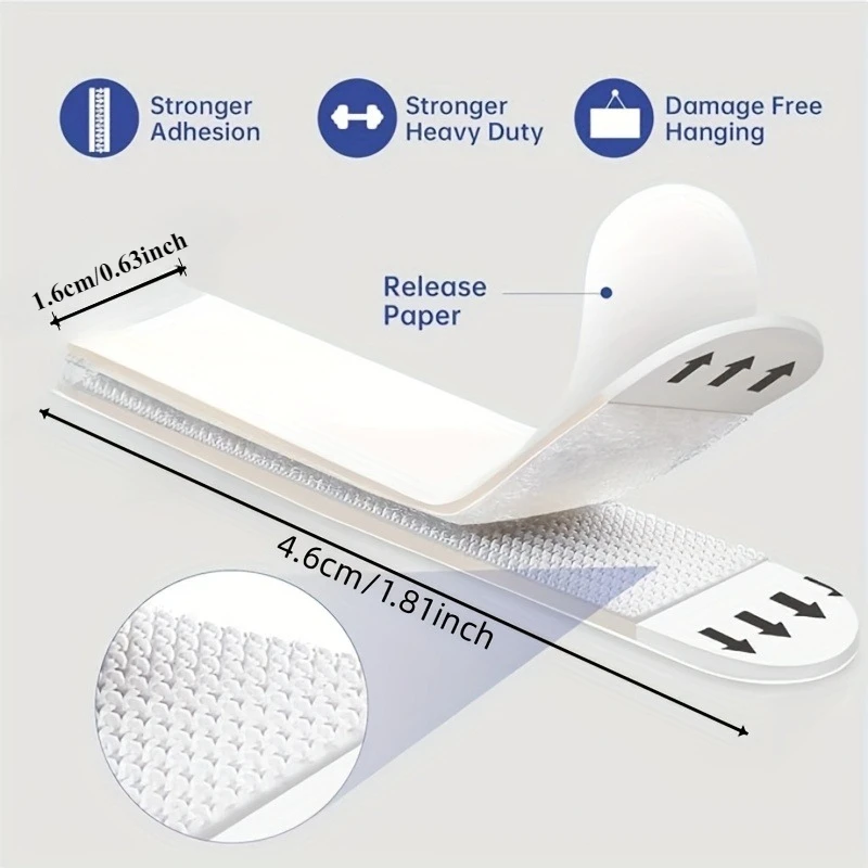 Large Heavy-Duty Picture Hanging Strips, No Damage Detachable Frame Hooks, Tool-Free Installation, Easy Mounting for Frames