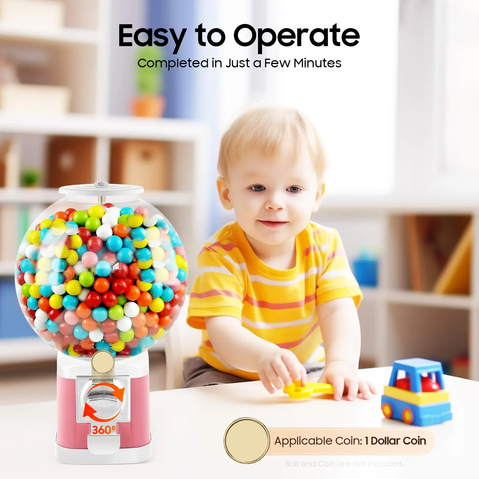 آلة Gumball، آلة بيع ألعاب الكبسولات الكبيرة مقاس 1.26 بوصة مع مفتاح، آلة بيع الحلوى التجارية الكبيرة Gumball Bank سعة 50