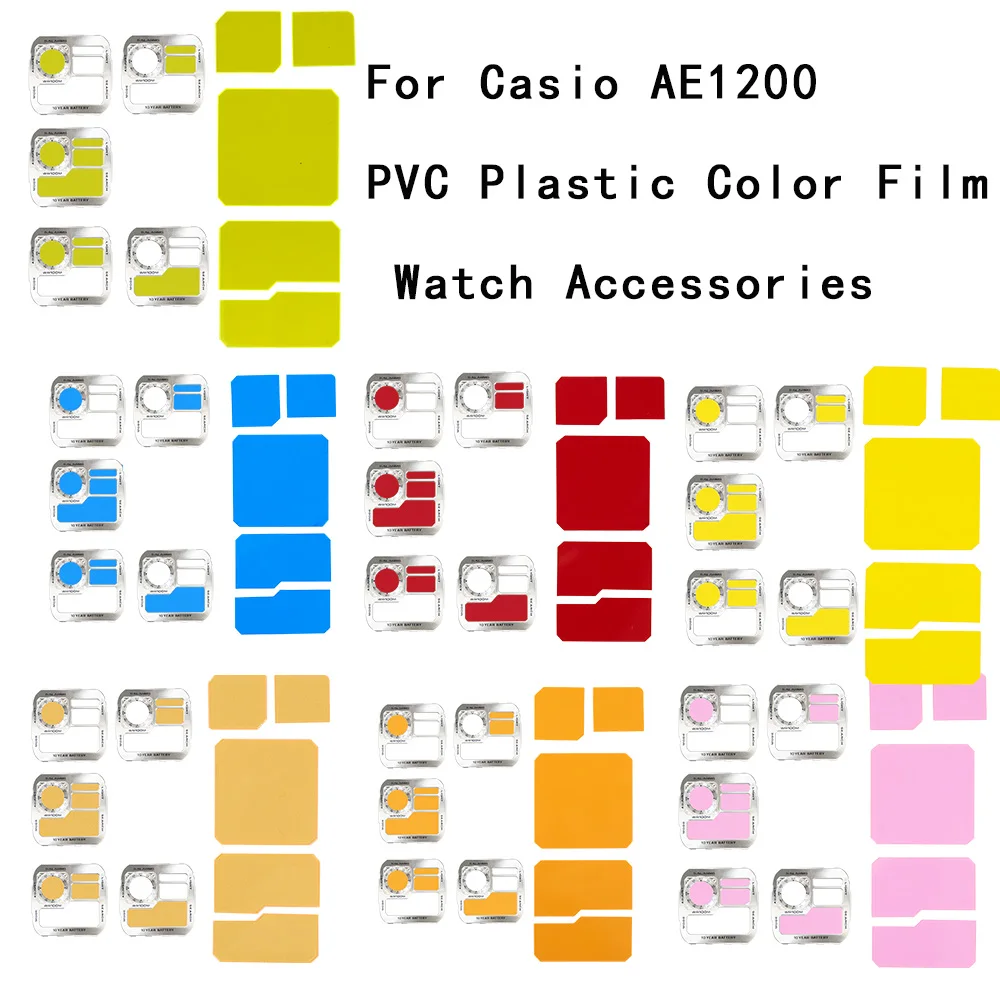 Kompatibel mit CASIO AE1200 AE1300 WS1600 PVC-Displayfolie Farbwechselnde Folie Verschiedene 17 Farben Zifferblatt-Aufkleber-Filter