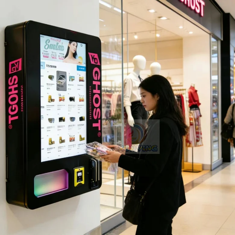 32 Inch Wall Mounted Vending Machine, Digital Touch Screen, Mini Snack Dispenser, Automatic Retail Kiosk