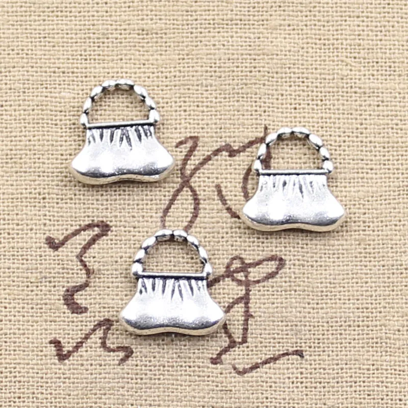 15 sztuk Charms torebka 14x14mm antyczne srebro kolorowy platerowany wisiorki dokonywanie DIY Handmade tybetański srebrny kolor biżuteria