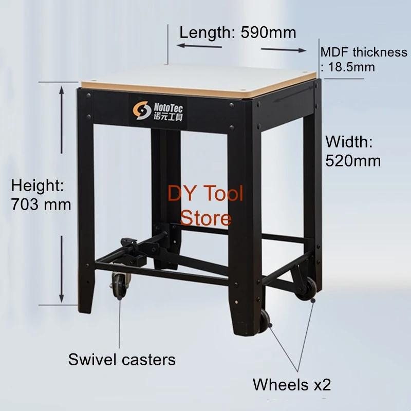 Brake-equipped Professional Mobile Tripod Stand Small Mechanical Workbench Storage Rack DIY Workbench