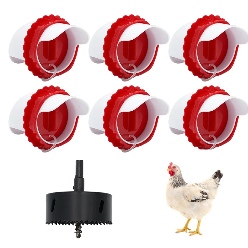 Enhanced Version Chicken Feeder Poultry Feeding Supplies DIY Rain Proof Poultry Feeder Feed Kit For Buckets Barrels Bins Troughs