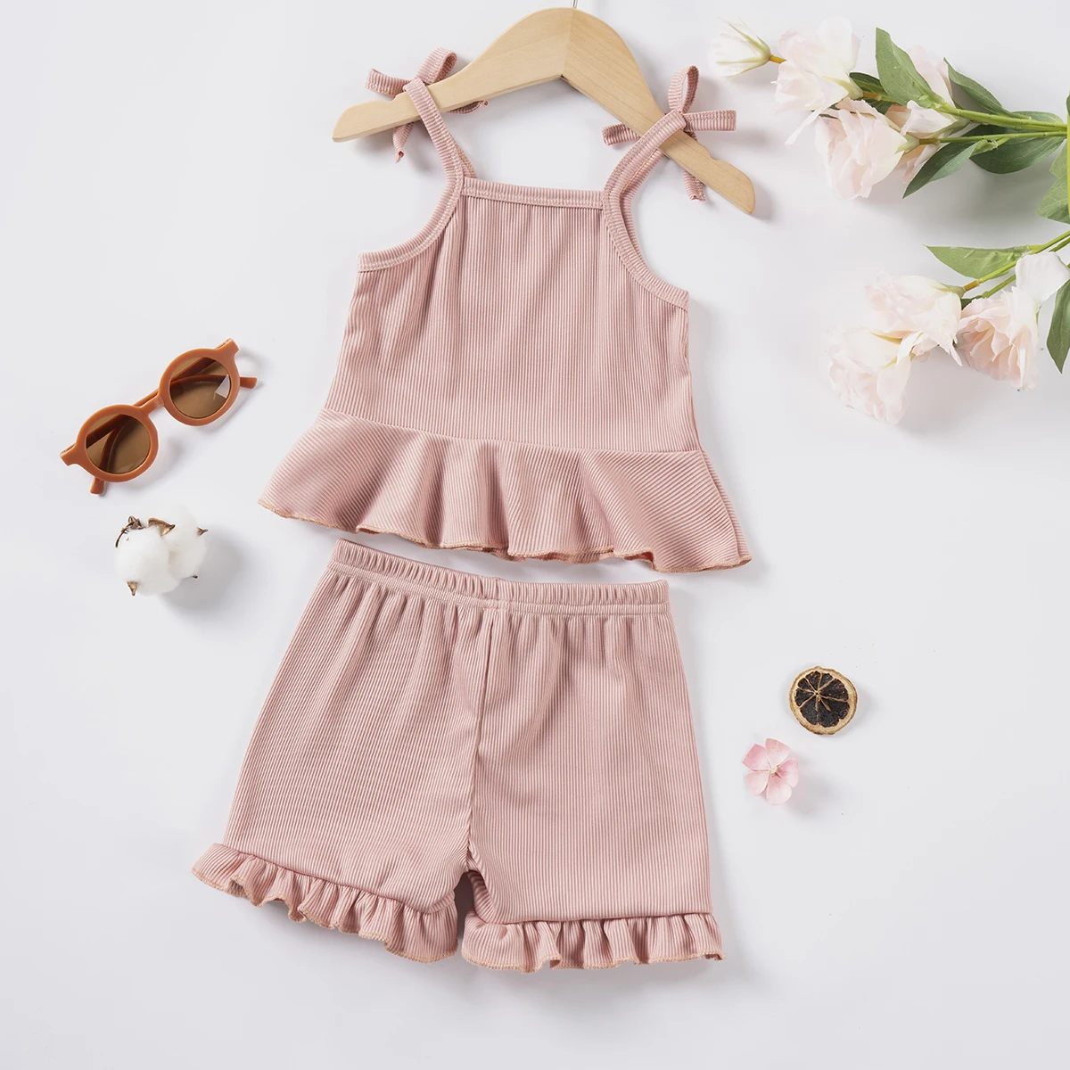 Zestawy ubrań dla dzieci nowe Baby Girl Camisole Top + koronkowe szorty 2 sztuki letnie stroje dla dzieci