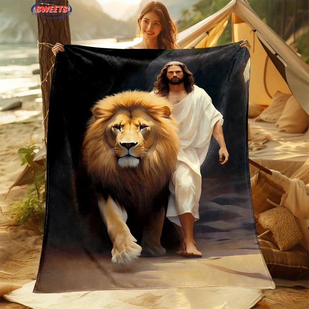 NO.2 Hot Selling Products Recommended ! Cross Jesus Blanket, Machine Washable Blanket, Home Office Nap Blanket for Four Seasons