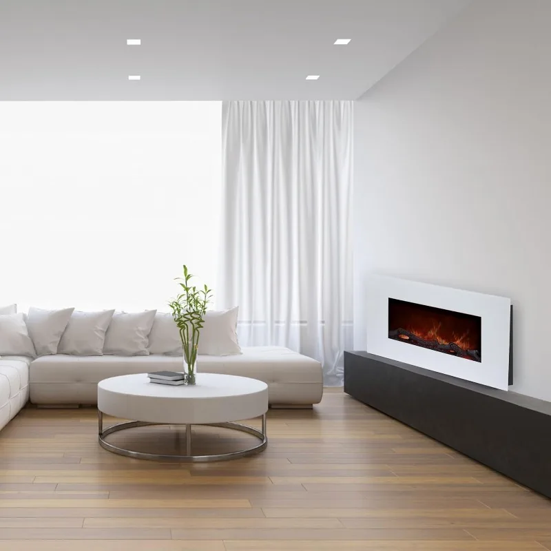 36" Wall Mount Electric Fireplace 10 Colors LED Flame and 3 Media Backgrounds Adjustable Brightness Comes with Remote Control