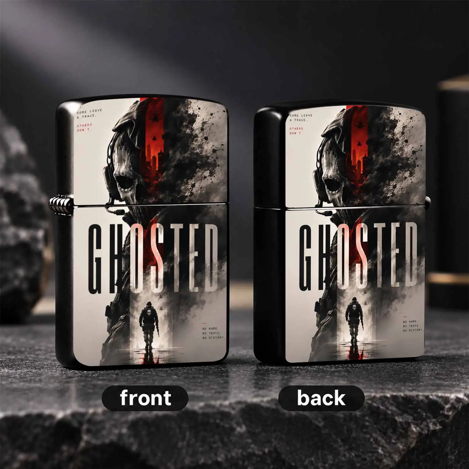 Cool Ghosted Themed Portable Lighter, Stylish Tactical Aesthetic Design, Fits Outdoor Travel Daily Commute Multiple Scenarios, Exquisite Practical Gift For Personal Use Or Gifting, Durable Easy To Carry, Show Unique Taste For All Daily Occa