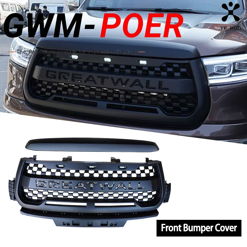 For Great Wall Poer Gwm Poer 2019-2023 Pickup Car Griller Stainless Steel Front Protective Cover Modifier Decoration Accessories
