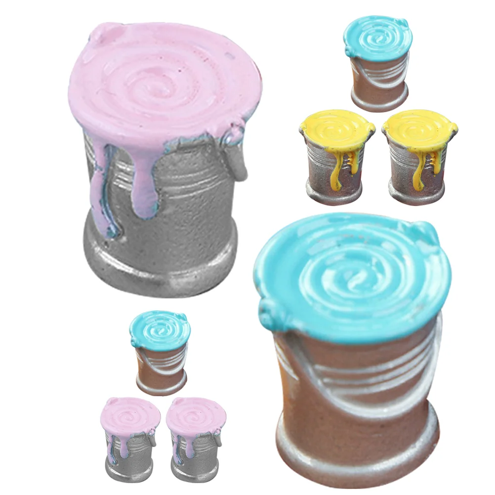 

8 Pcs Simulated Paint Bucket Mini House Accessories Accessory Prop Miniature Can Modeling Crafts Supplies