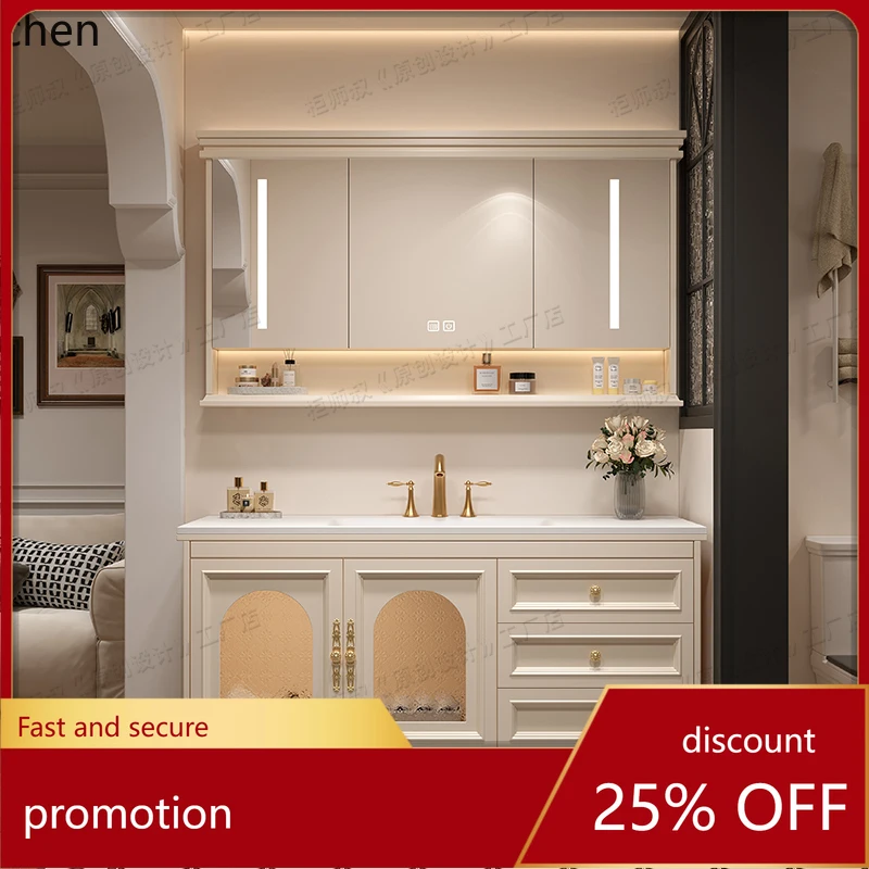 HXL bathroom cabinet combination rock slab hot bending integrated basin solid wood washing table hand washbasin toilet floor