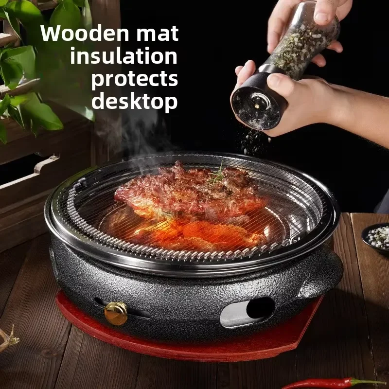 Korean Style Cast Iron Smokeless Charcoal Grill Multi Purpose BBQ for Home Commercial Outdoor Use Durable Portable Heating